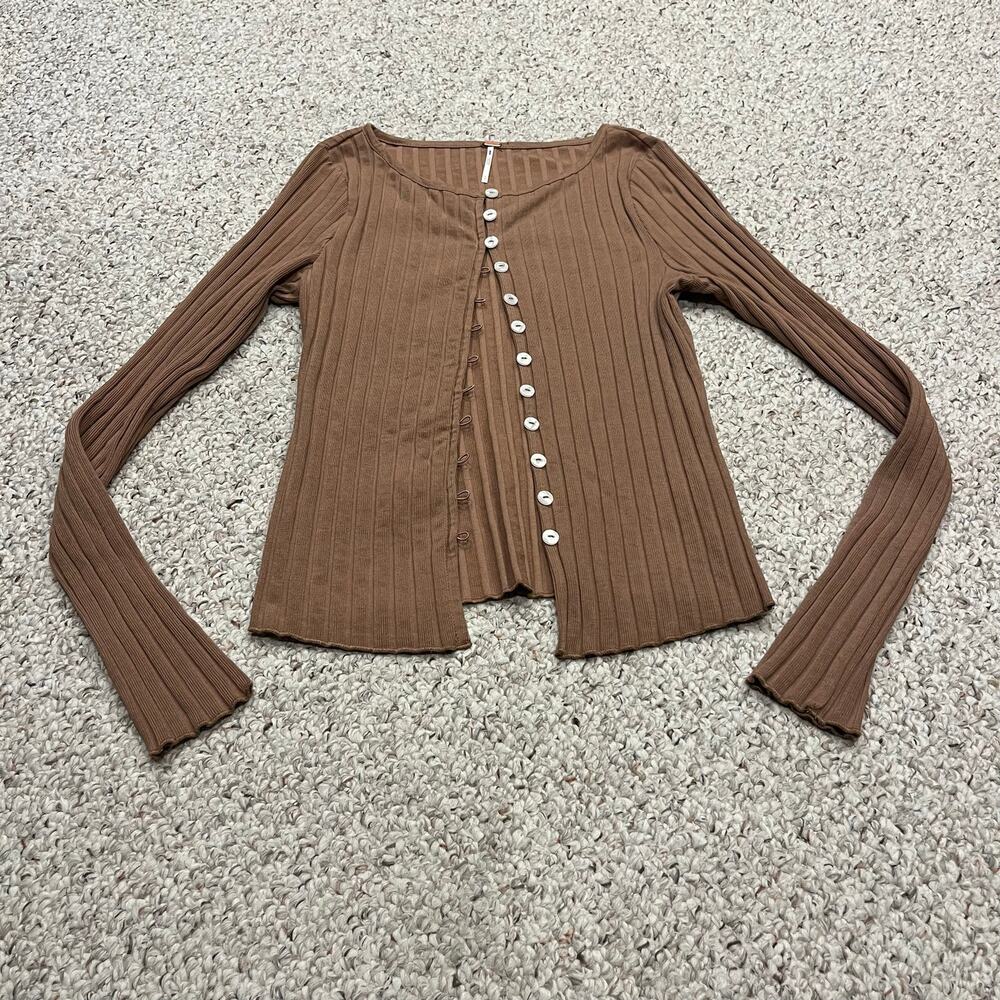 Free People Tilly Long Sleeve Cardi L Button Front Casual Preppy Stretch